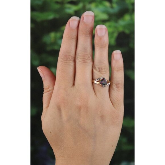 10k Yellow Gold Mystic Topaz & Diamond Ring Size 7 1/4 - Picture 2 of 7